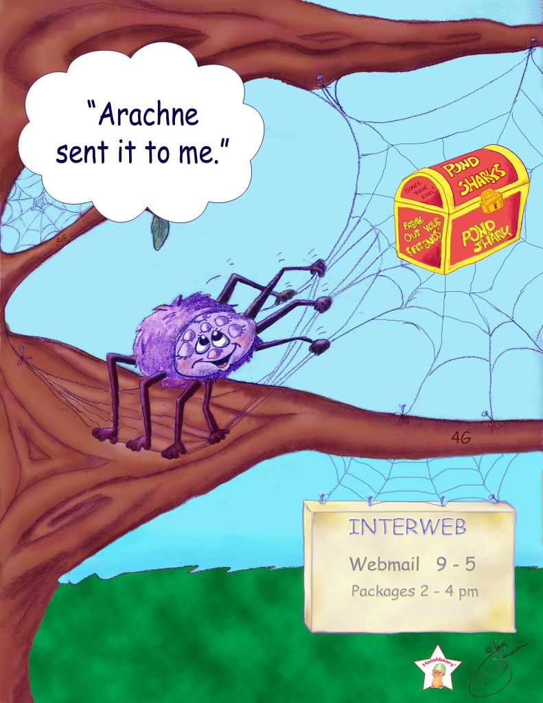 Arachne and package with words